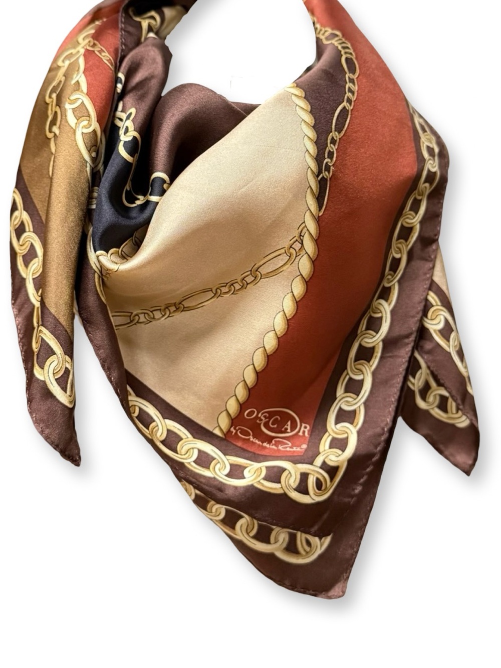 NWT Oscar de la Renta 100% Silk Chain Link Square Scarf